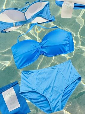 Kona Sol Electric Blue Bandeau High-Waist Bikini